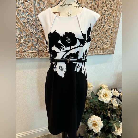 connected apparel Dresses & Skirts - Black & White Floral Dress, Connected Apparel- size 8
